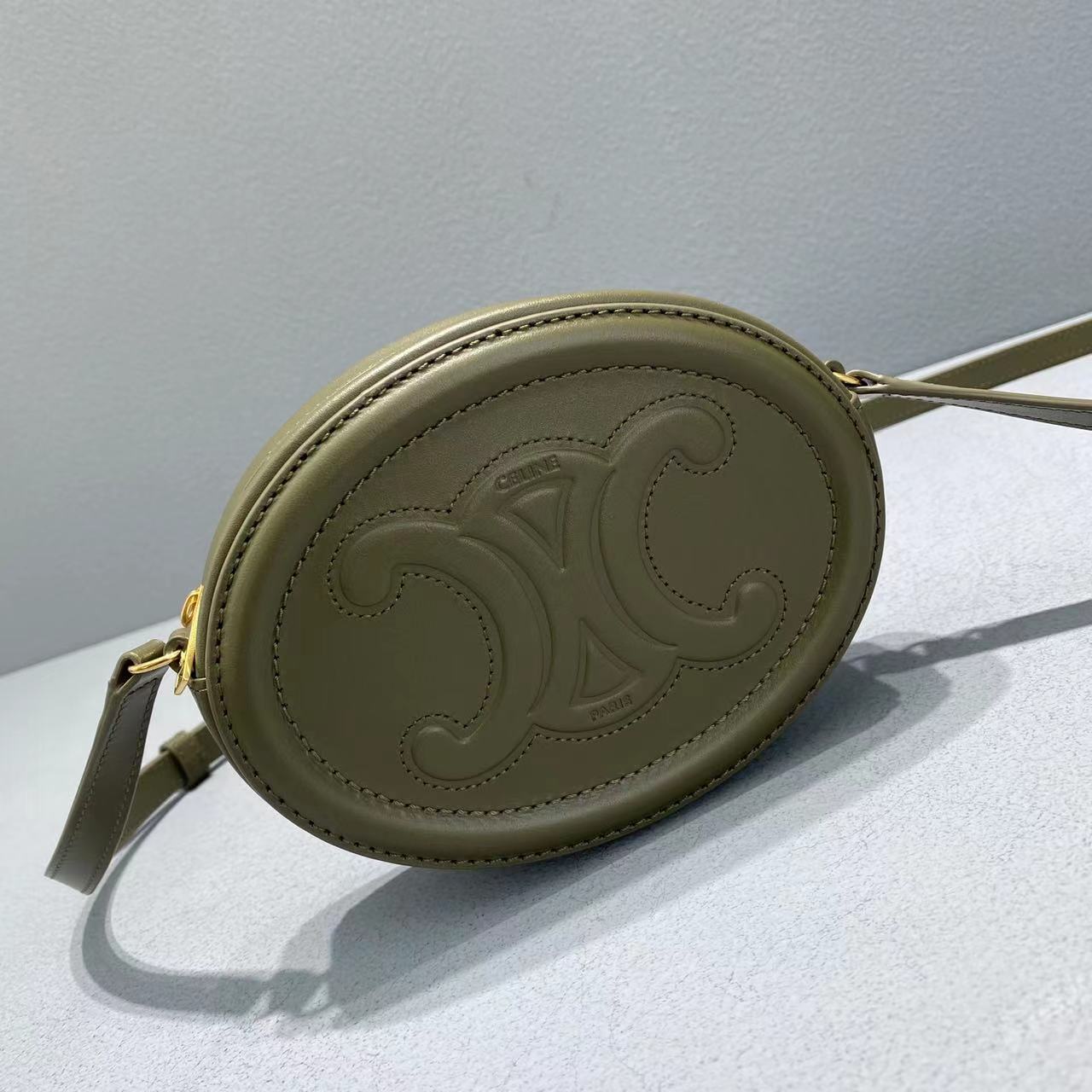 Top Quality Crossbody Oval Purse Cuir Triomphe Green Crossbody Bag