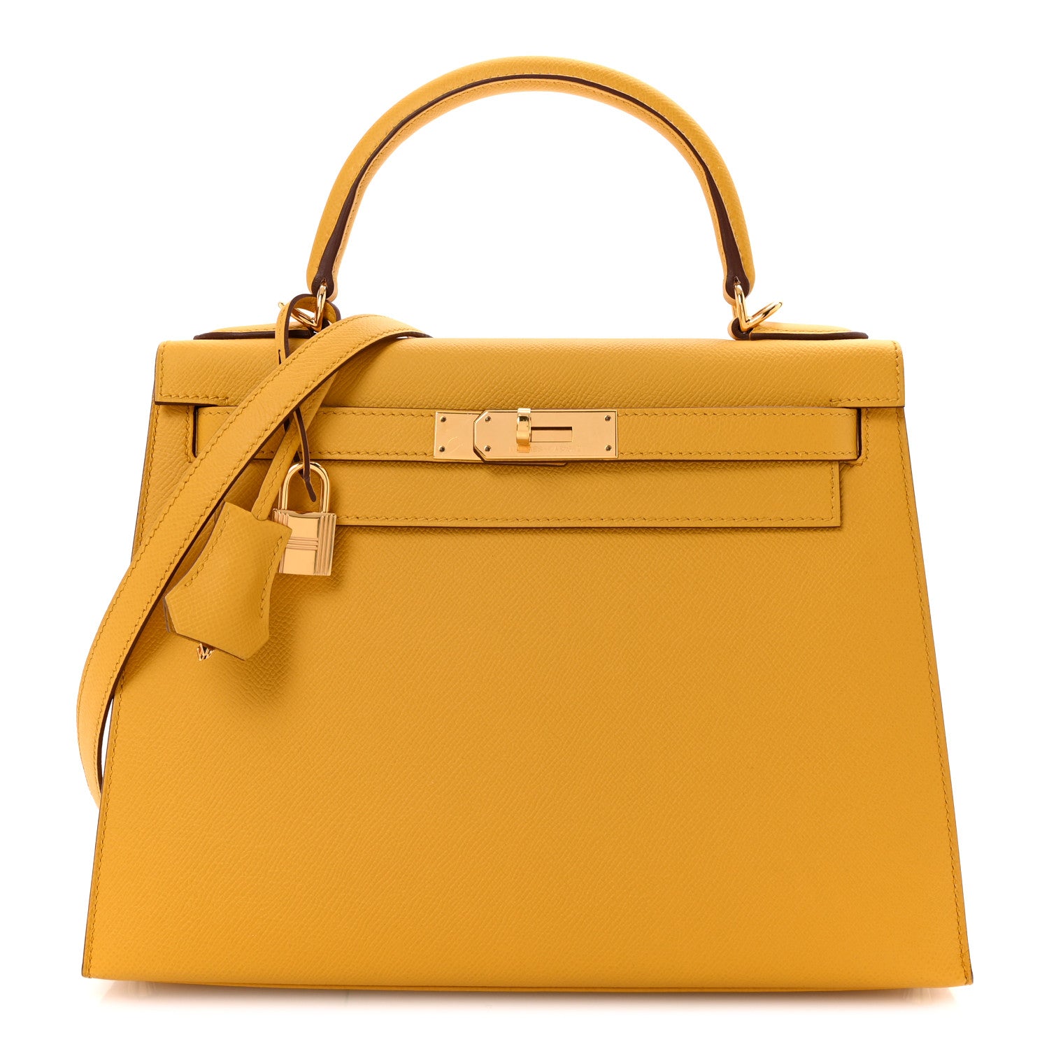 Hermes Epsom Kelly Sellier Jaune Ambre Handbag Travel Bag