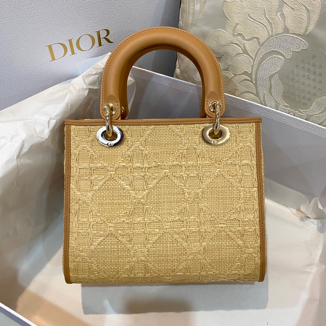 MeTop Qualityum Lady Natural Cannage Raffia Brown Handbag