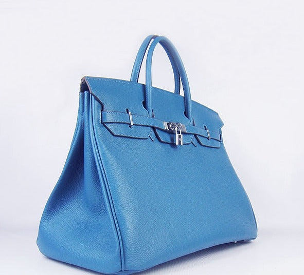 Hermes Luxury Birkin Cm Togo Handbags Leather Blue Travel Bag