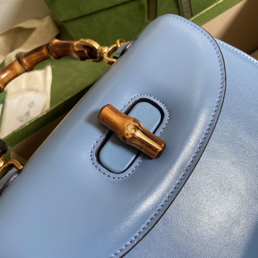 gg Bamboo 8.3in 21cm gg Blue Small Top Handle Handbag