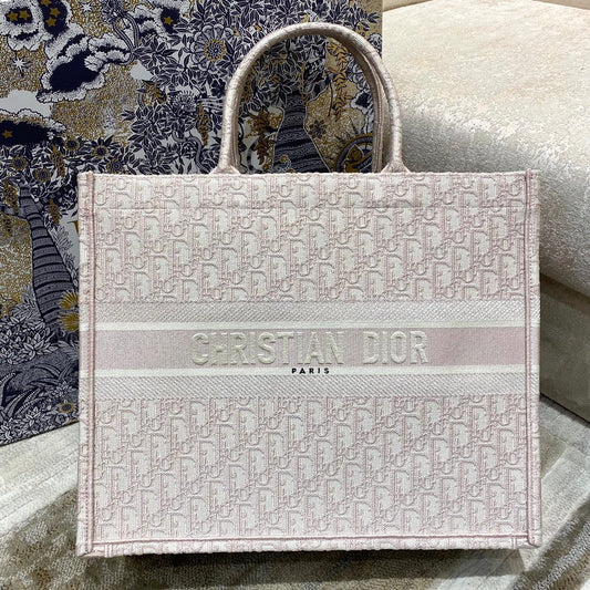 Book Rose Des Vents Oblique Pink Large Book Tote Shoulder Bag