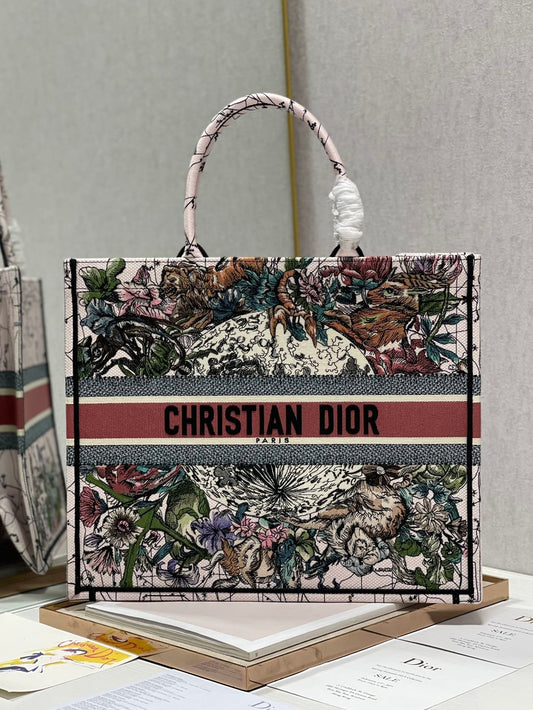 Book Constellation Embroidery Cd Multicolor Large Book Tote Shoulder Bag
