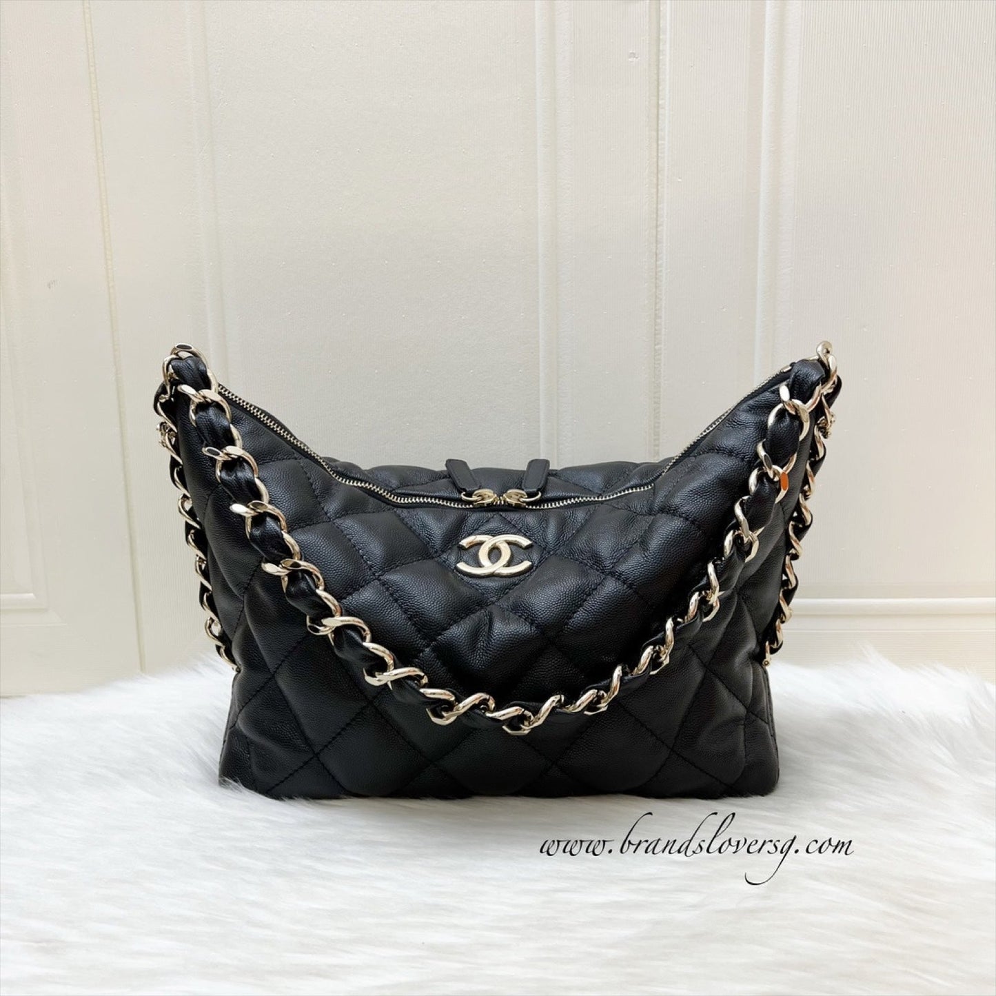 Chanel Large Hobo Bag in Black Caviar and LGHW (Model: )