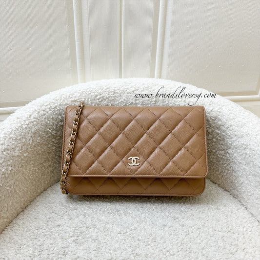 Chanel Classic Wallet on Chain WOC in Dark Beige Caviar and LGHW (Model: ) Bag