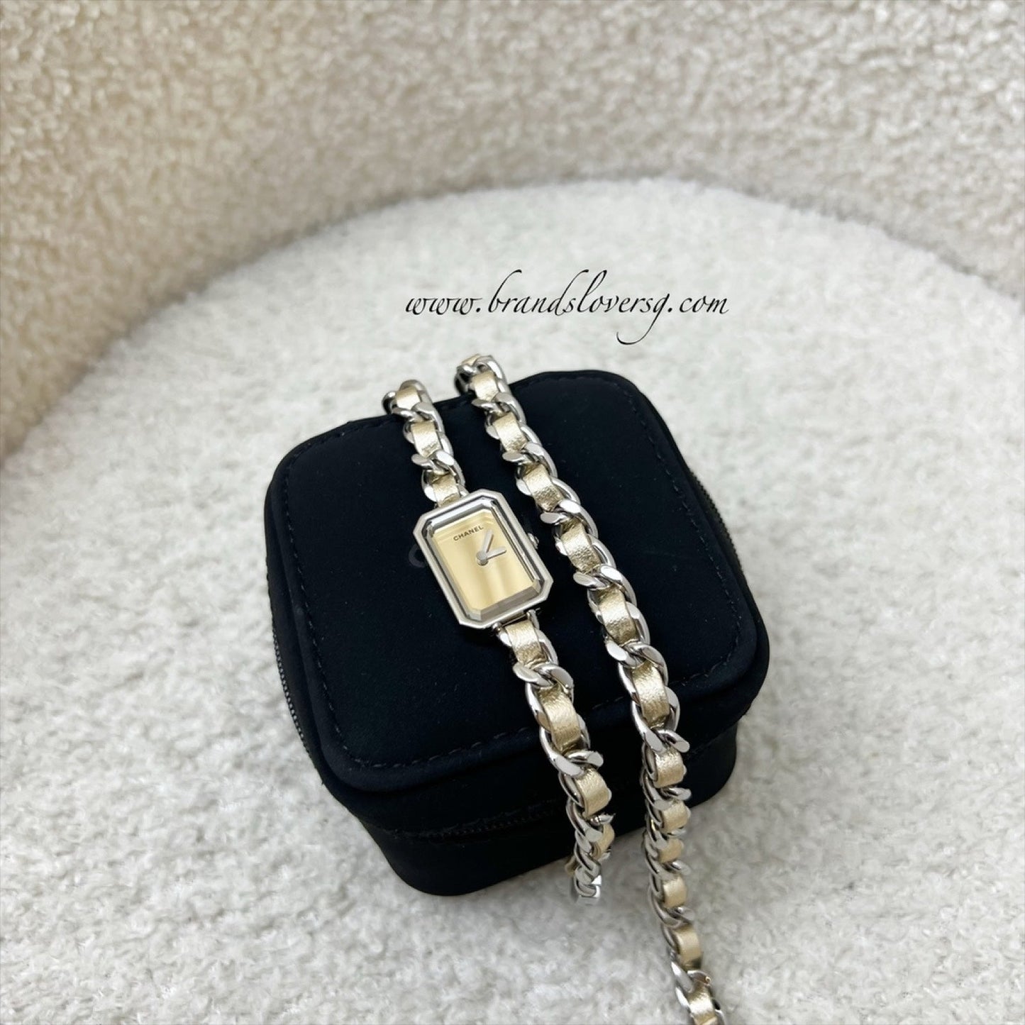 Chanel [Serviced for $745 in Jan 2026] Premiere Rock Triple Row Watch in Silver Tone Steel Hardware and Champagne Gold Leather