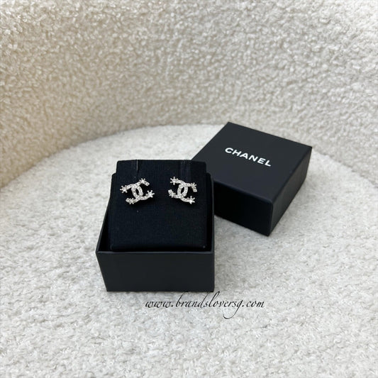 Chanel CC Logo Earrings with Crystal Jewelry