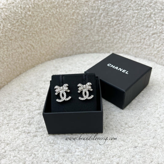 Chanel Ribbon Earrings with Crystals in SHW Jewelry