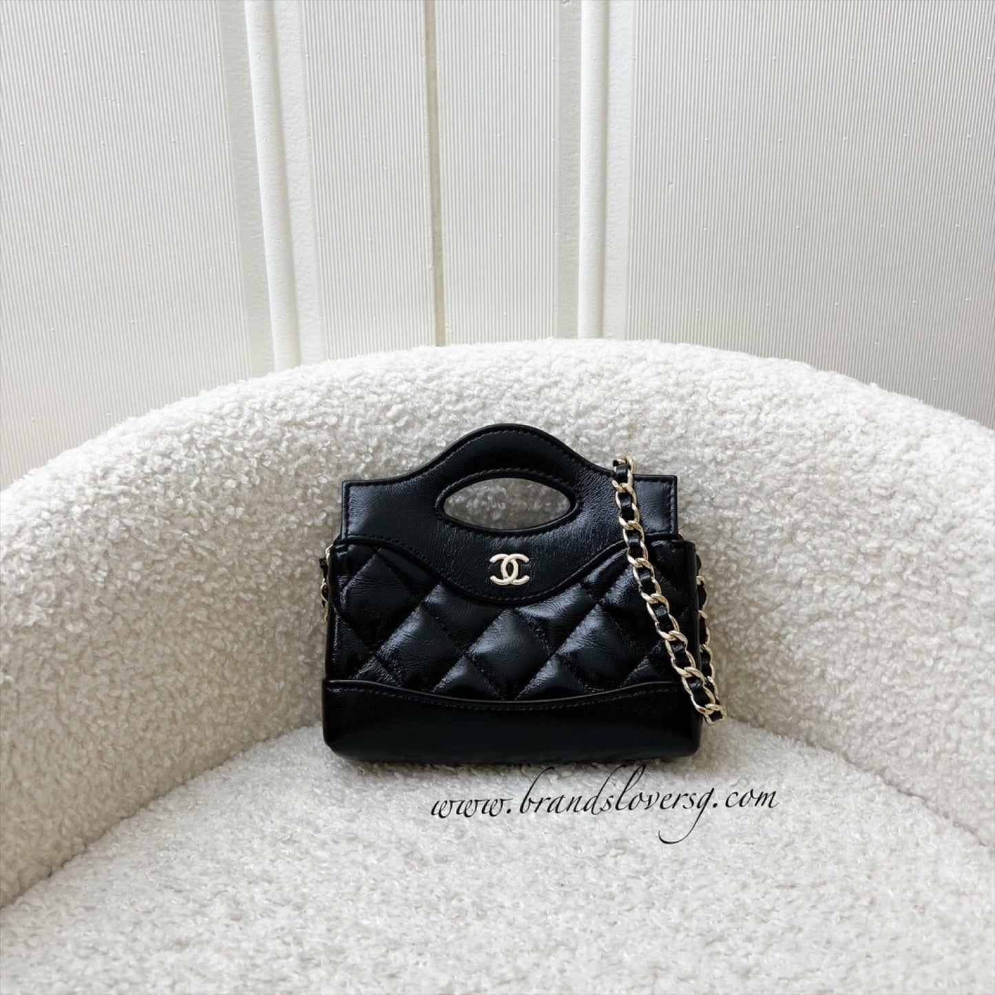 Chanel 31 Micro Shopping in Black Shiny Calfskin and LGHW Accessory