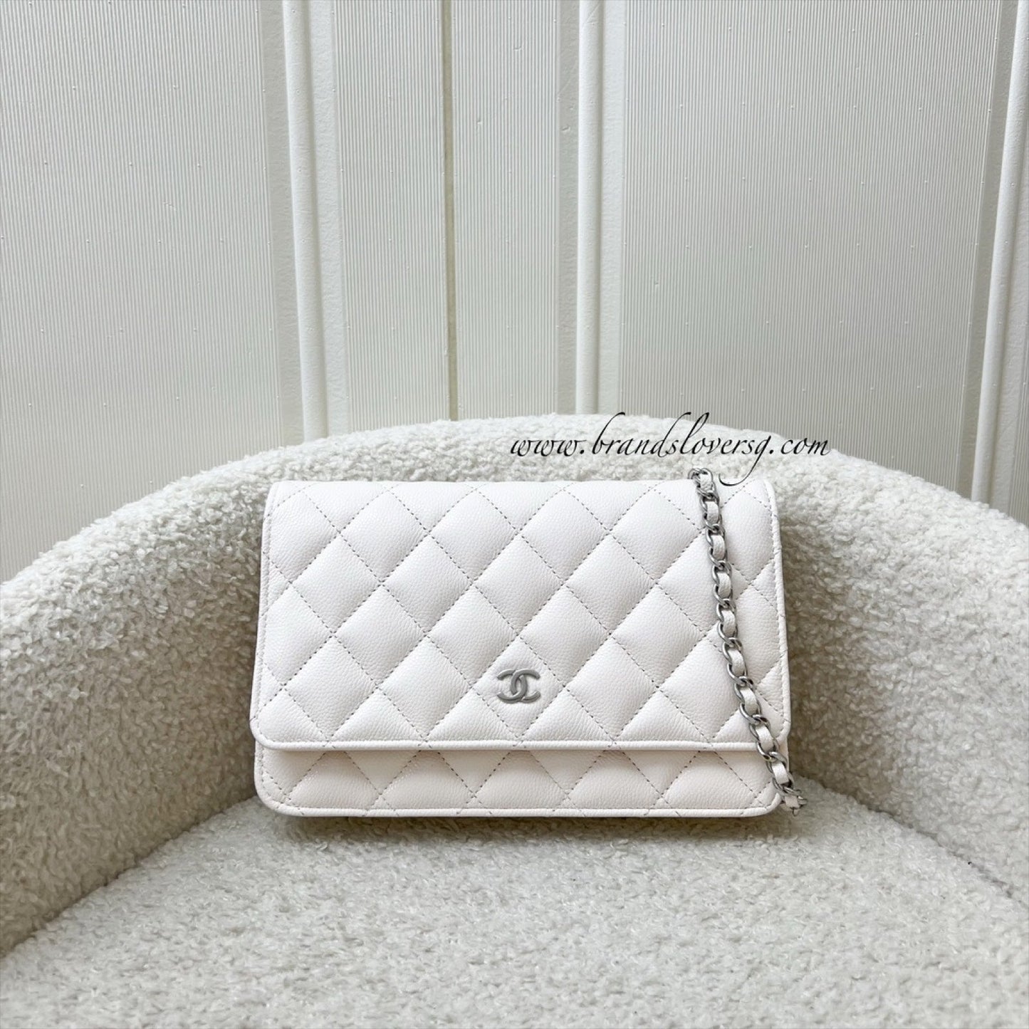 Chanel Classic Wallet on Chain WOC in White Caviar and SHW (Model: ) Bag