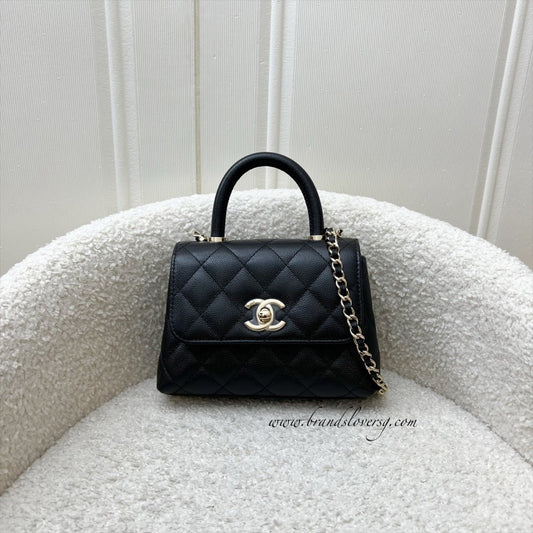 Chanel Micro Coco Handle Flap Bag in Black Caviar and LGHW ()