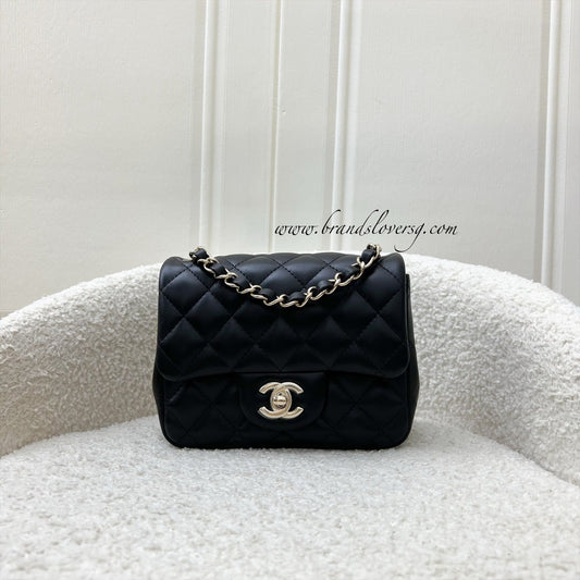 Classic Square Mini Flap in Black Lambskin and LGHW (Model: ) Accessory Polished