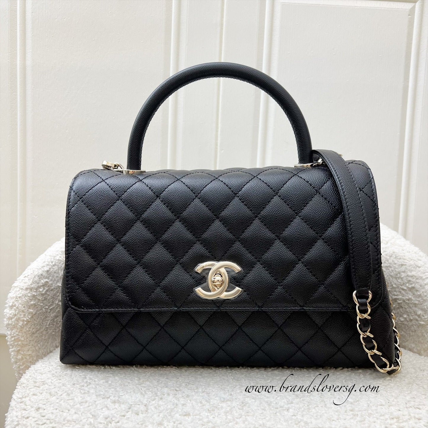 Chanel Medium Coco Handle in Black Caviar and GHW (Model: ) Accessory