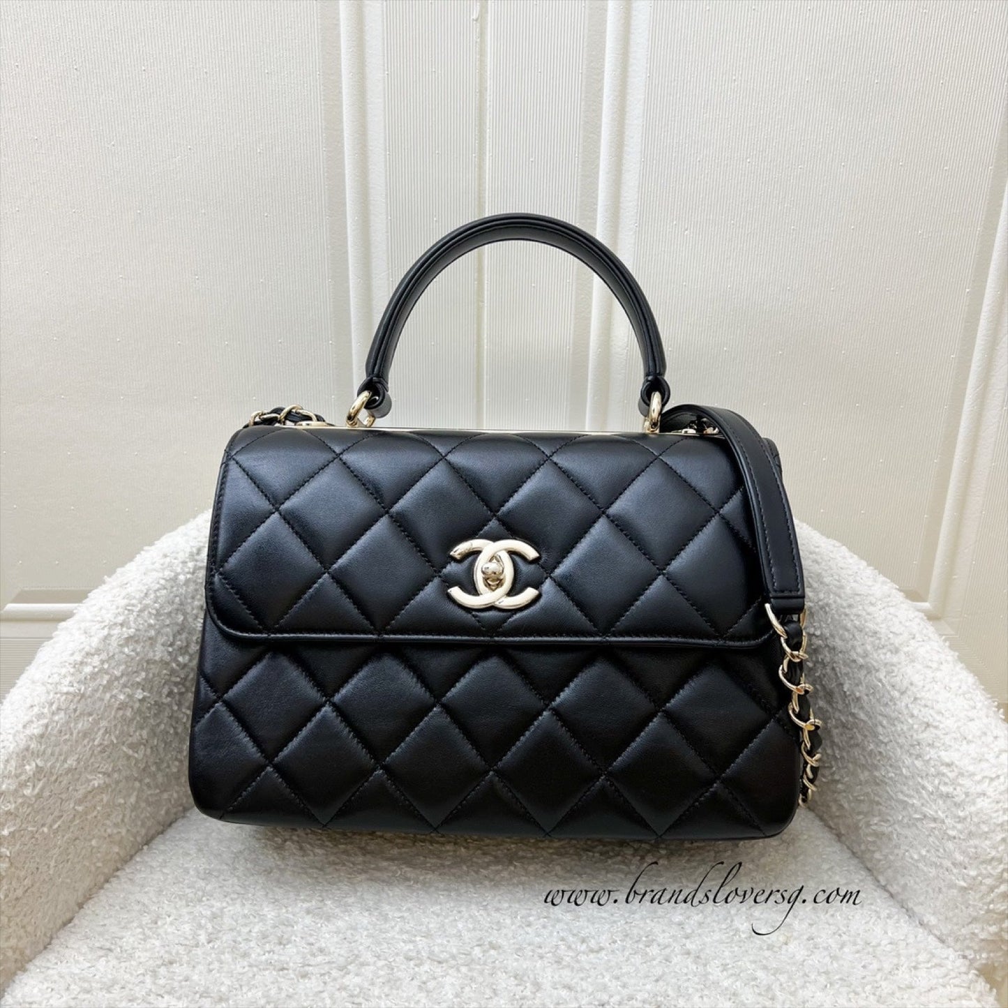 Chanel Small Trendy CC Top Handle Flap in Black Lambskin LGHW (Model: ) Bag