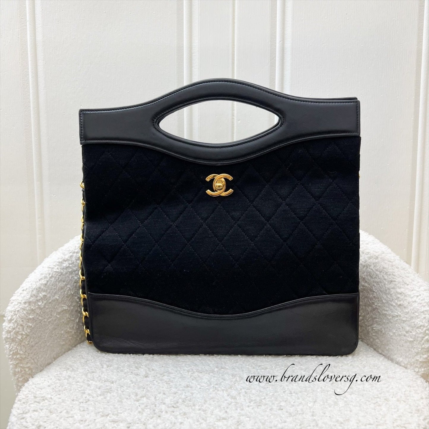 Chanel Large 31 in Black Fabric and Lambskin and GHW Accessory