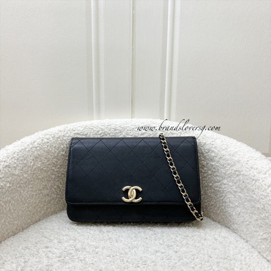 Chanel Seasonal Wallet on Chain WOC in Black Lambskin and LGHW Bag