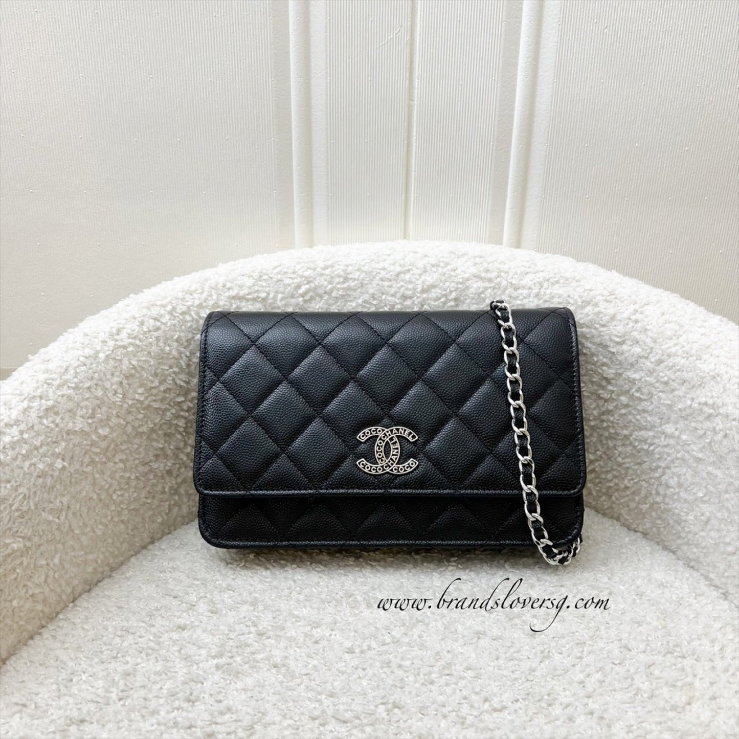Wallet on Chain WOC in Black Caviar and SHW (Model: ) Bag Seasonal