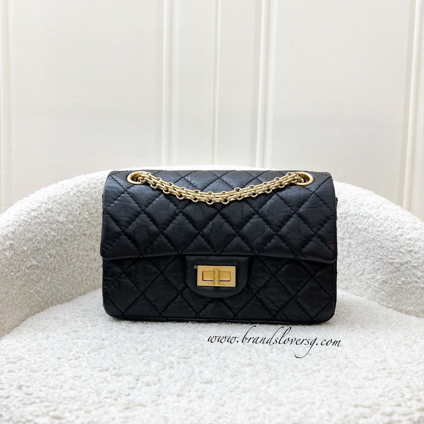 Chanel Classic 2.55 Reissue Mini Flap in Black Distressed Calfskin AGHW (Model: ) Accessory