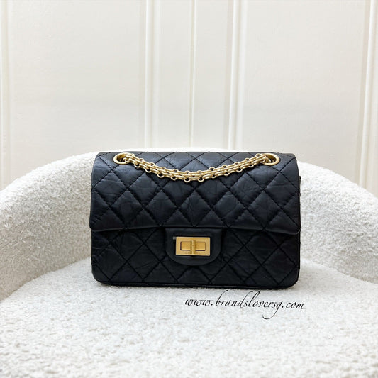 Chanel Classic 2.55 Reissue Mini Flap in Black Distressed Calfskin AGHW (Model: ) Accessory