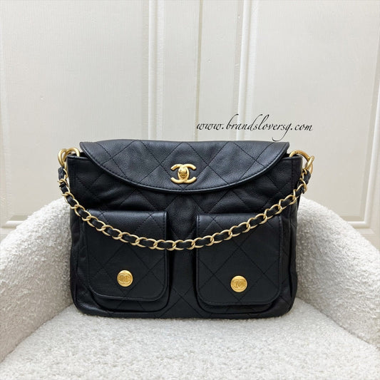 Chanel [Local Set - Original Receipt] Small Hobo Bag in Black Caviar and AGHW (Model: )