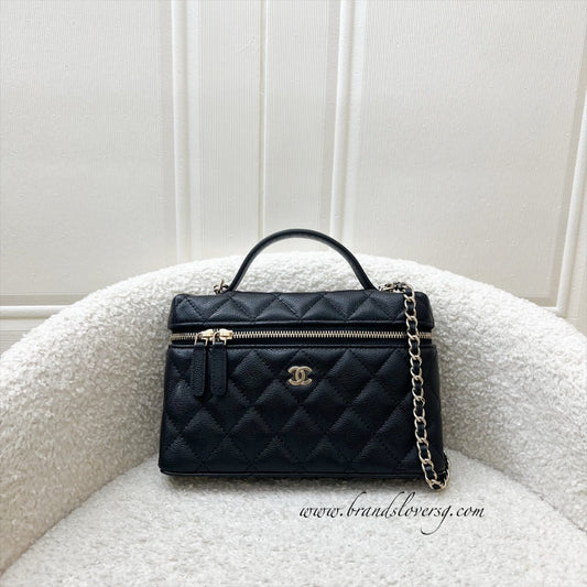 Chanel [BN - Local Set - July 2025] Vanity / Clutch with Chain (LP Style Bag) in Black Caviar and LGHW (Model: )