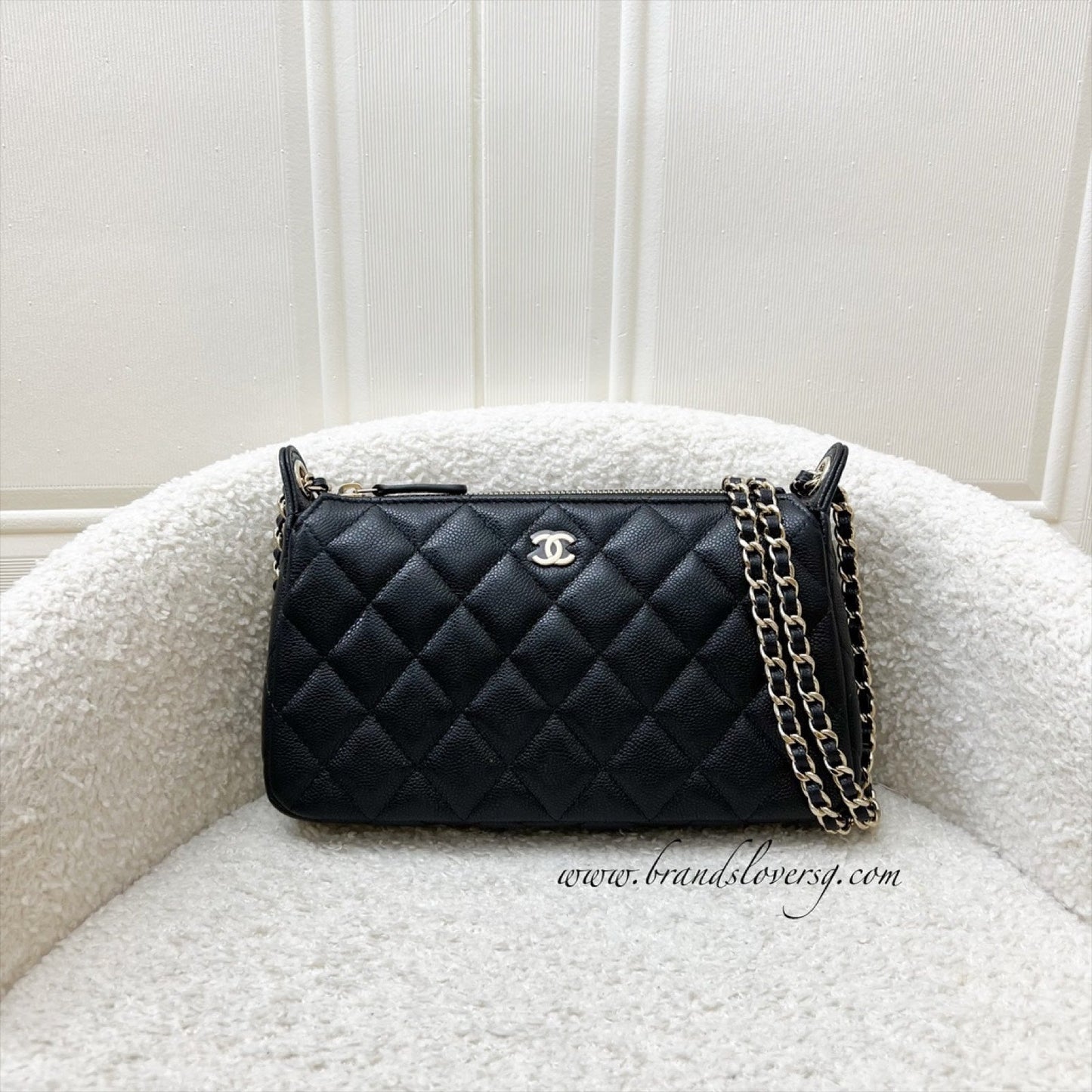 Chanel [BN - Local Set - July 2025] Clutch with Chain in Black Caviar GHW (Model: )