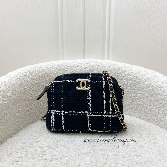 Chanel VIP Gift Mini Bag in Black and White Tweed and LGHW