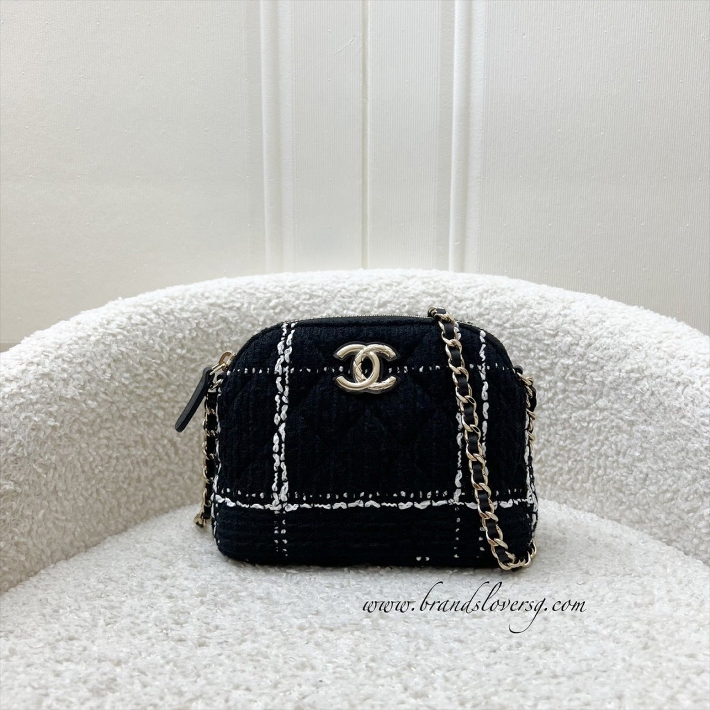 VIP Gift Mini Bag in Black and White Tweed and LGHW Classic