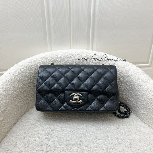 Chanel Classic Mini Rectangular Flap in Black Caviar and RHW Accessory