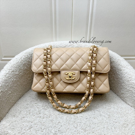 Chanel [Original Receipt - 2020] Small Classic Flap CF in Beige Caviar and GHW Accessory