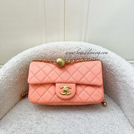 Chanel Pearl Crush Mini Rectangular Flap in Salmon Pink Lambskin and AGHW (Model: ) Accessory