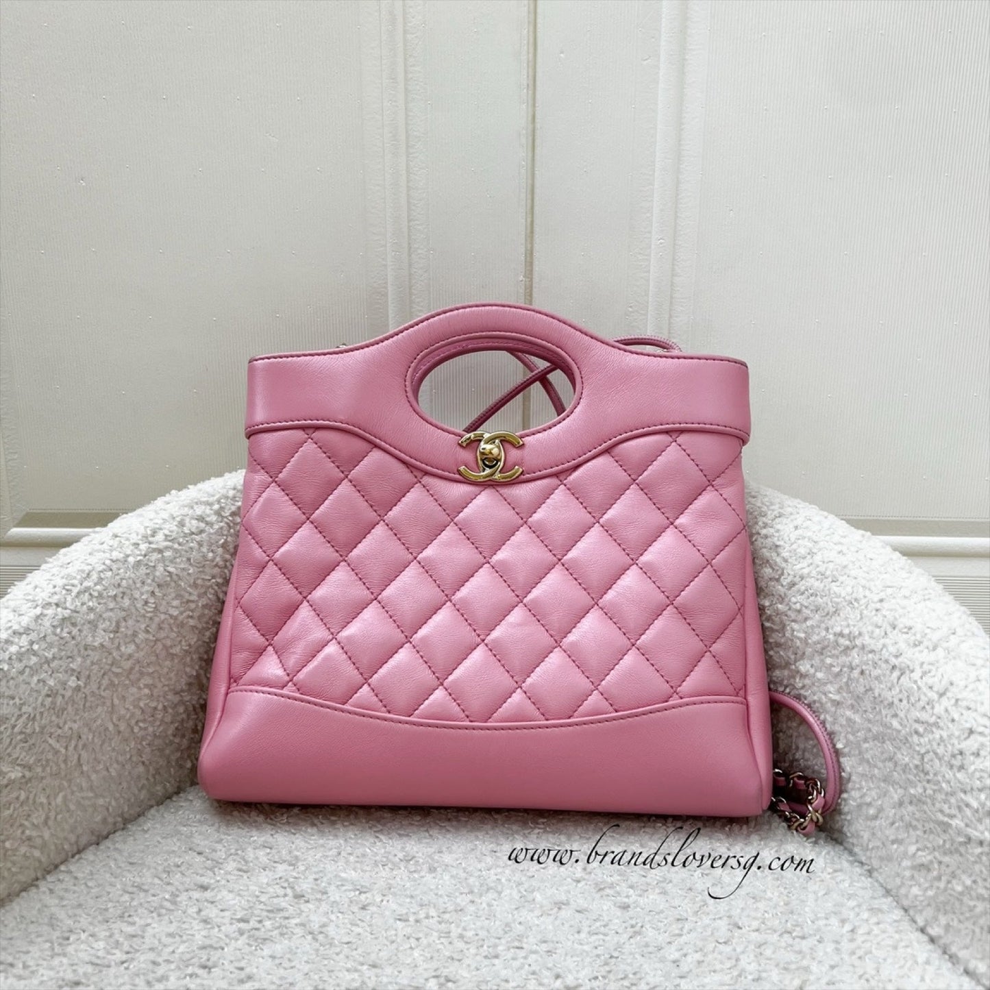 Chanel 31 Small / Mini Shopping in Cotton Candy Pink Shiny Calfskin and LGHW Accessory