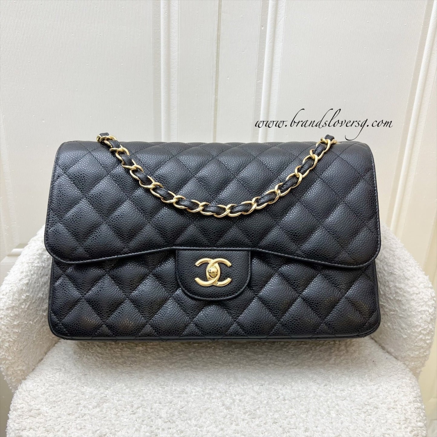 Jumbo Classic Flap DF in Black Caviar and GHW (Model: ) Accessory Signature