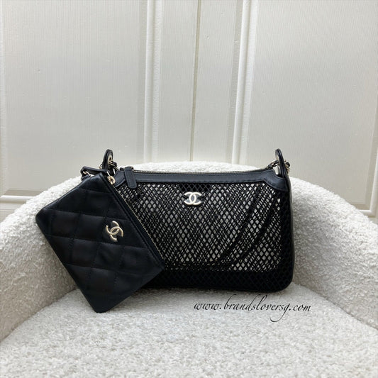 Chanel Clutch on Chain in Black Mesh and LGHW (Model: )