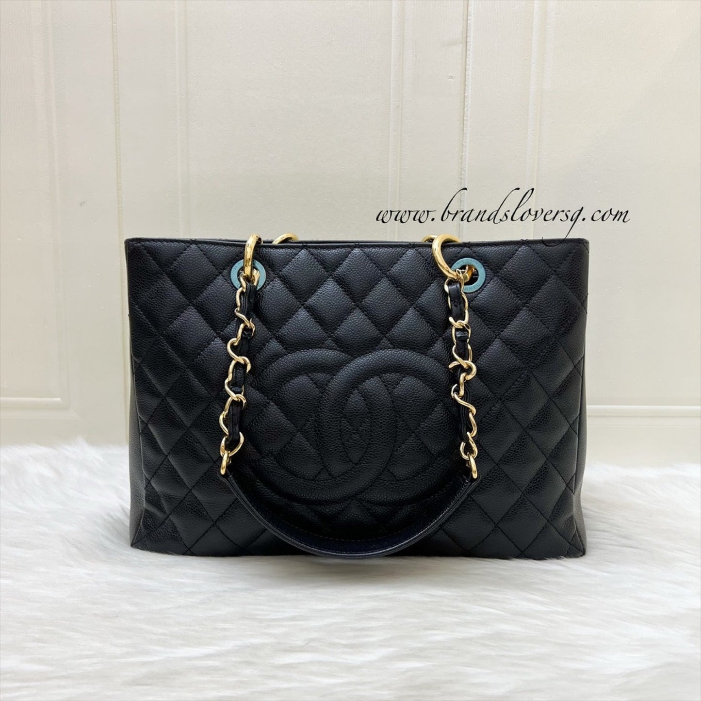Grand Shopping Tote GST in Black Caviar and GHW Signature