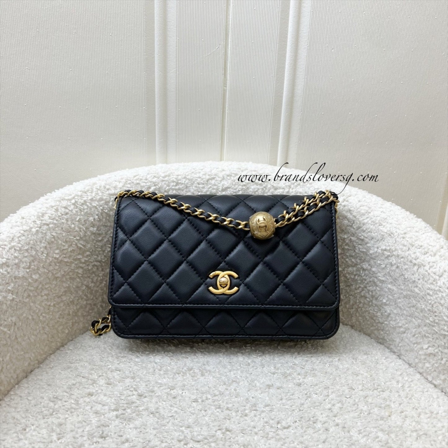 Chanel Pearl Crush Wallet on Chain WOC in Black Lambskin and AGHW (Model: ) Bag