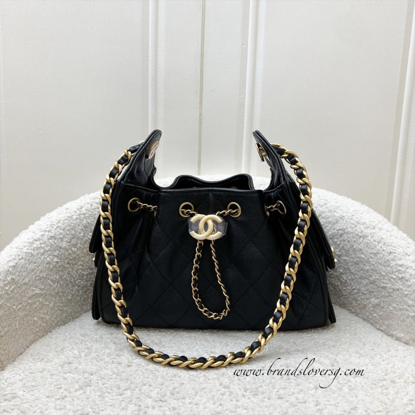 25 Mini Hobo Bag in Black Caviar and AGHW (Model: ) Signature