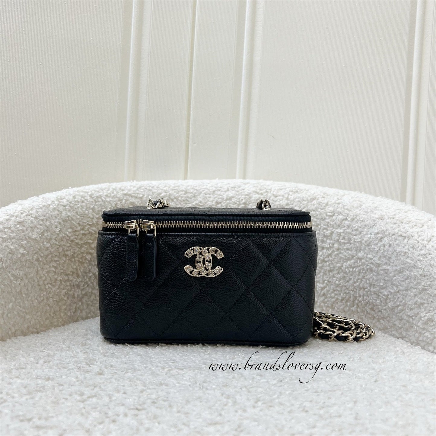 Chanel Crystals Logo Vanity in Black Caviar and LGHW