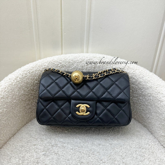 Chanel Pearl Crush Mini Rectangular Flap in Black Lambskin and AGHW Accessory