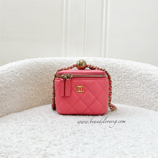 Chanel Pearl Crush Mini Cube Vanity in Coral Pink Lambskin and AGHW (Model: )