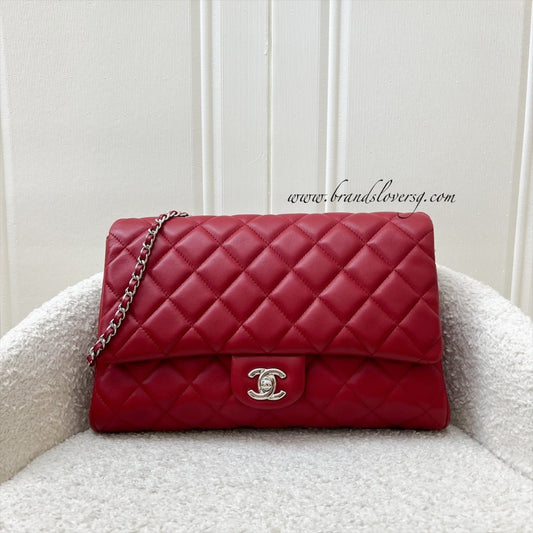 Chanel Classic Timeless Clutch with Chain in Red Lambskin and SHW (Model: )