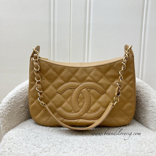 Chanel Half Moon Timeless Hobo in Beige Caviar and GHW