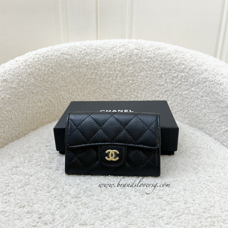 Chanel Classic Snap Card Holder in Black Caviar and GHW (Model: )