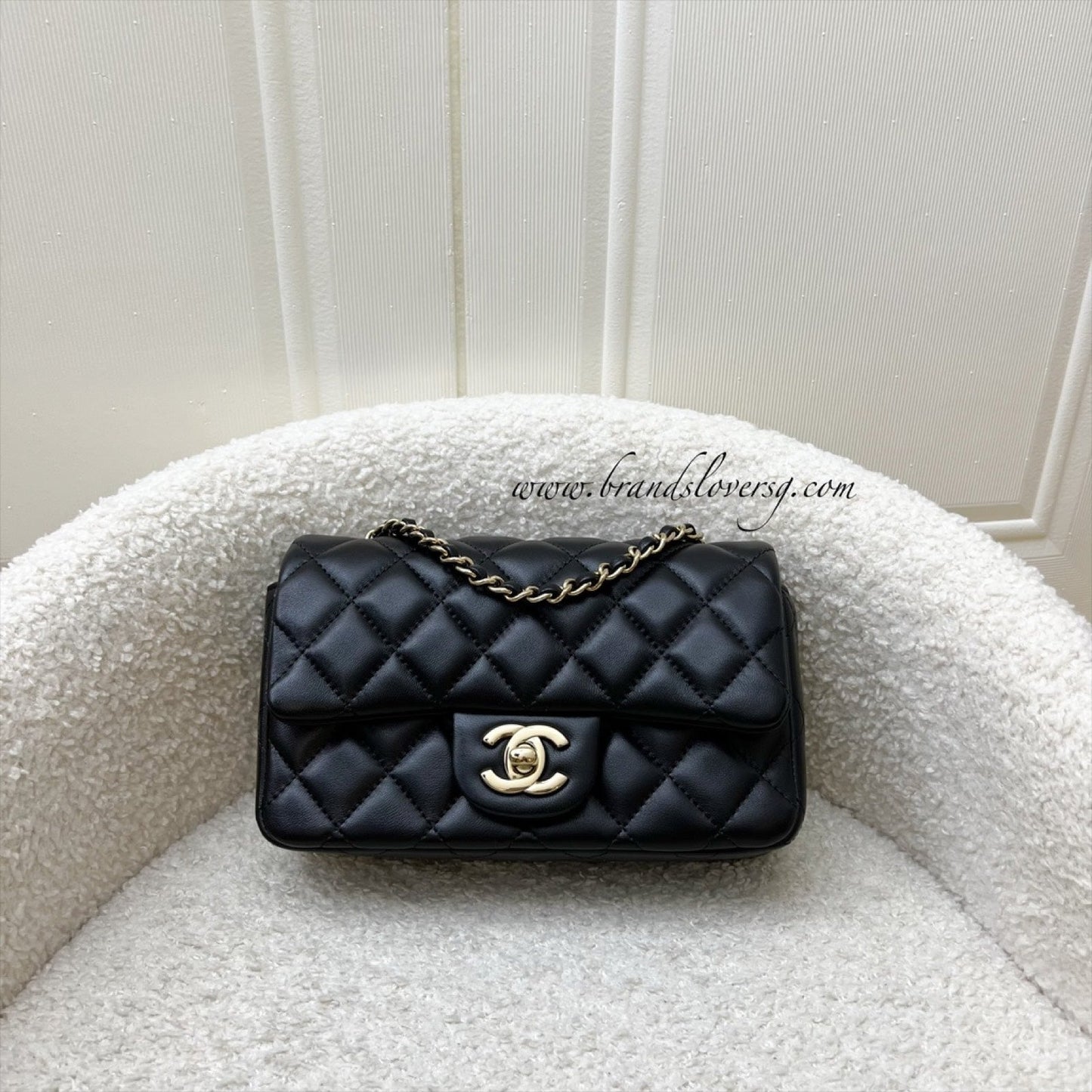 Chanel Extra Mini Rectangular Flap in Black Lambskin and GHW (Model: ) Accessory