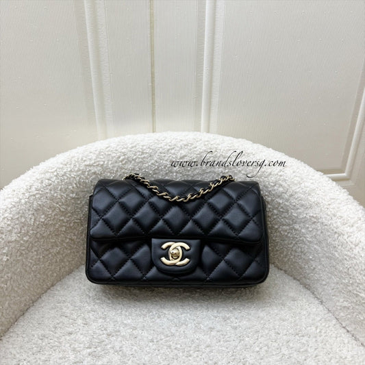 Chanel Extra Mini Rectangular Flap in Black Lambskin and GHW (Model: ) Accessory