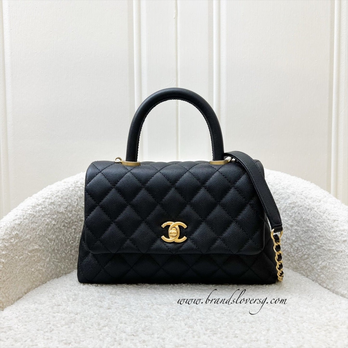 Chanel Small Coco Handle Flap in Black Caviar and AGHW (Model: ) Accessory