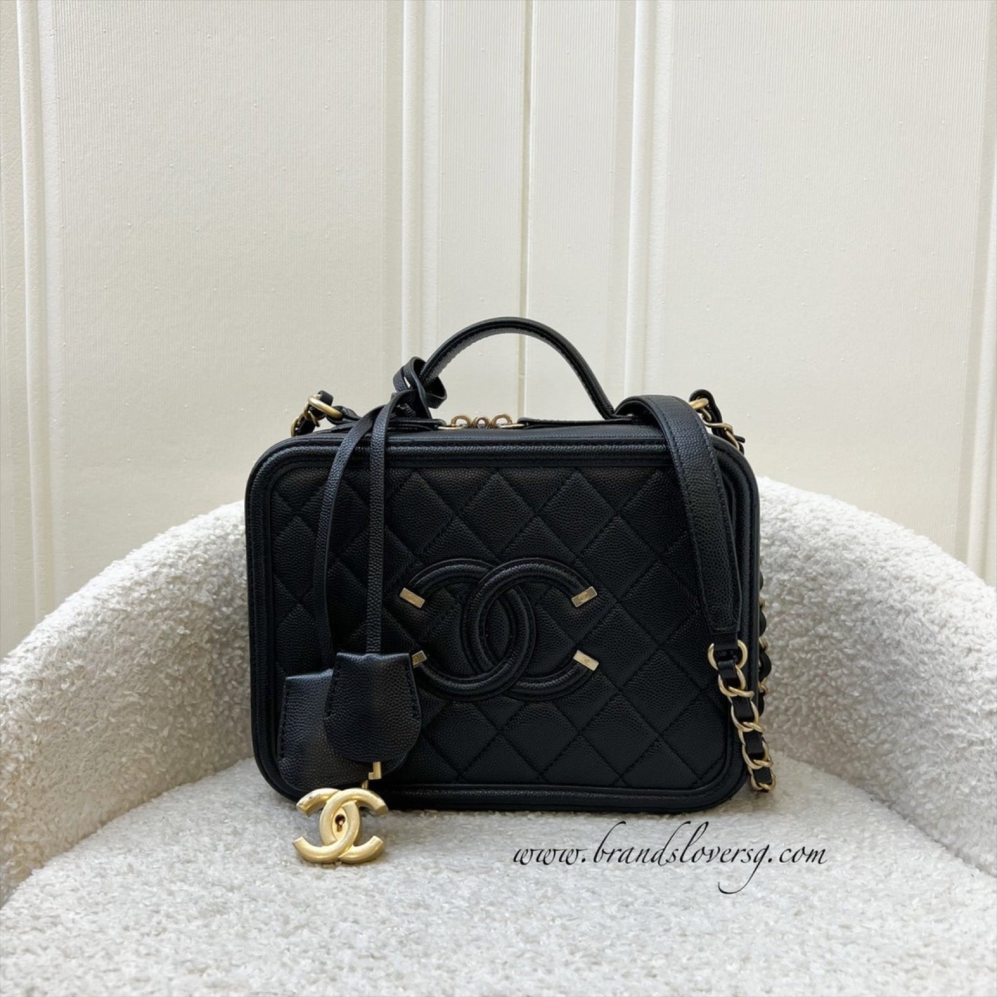 Chanel Medium Filigree Vanity Bag in Black Caviar, Black Trim and AGHW (Model: )