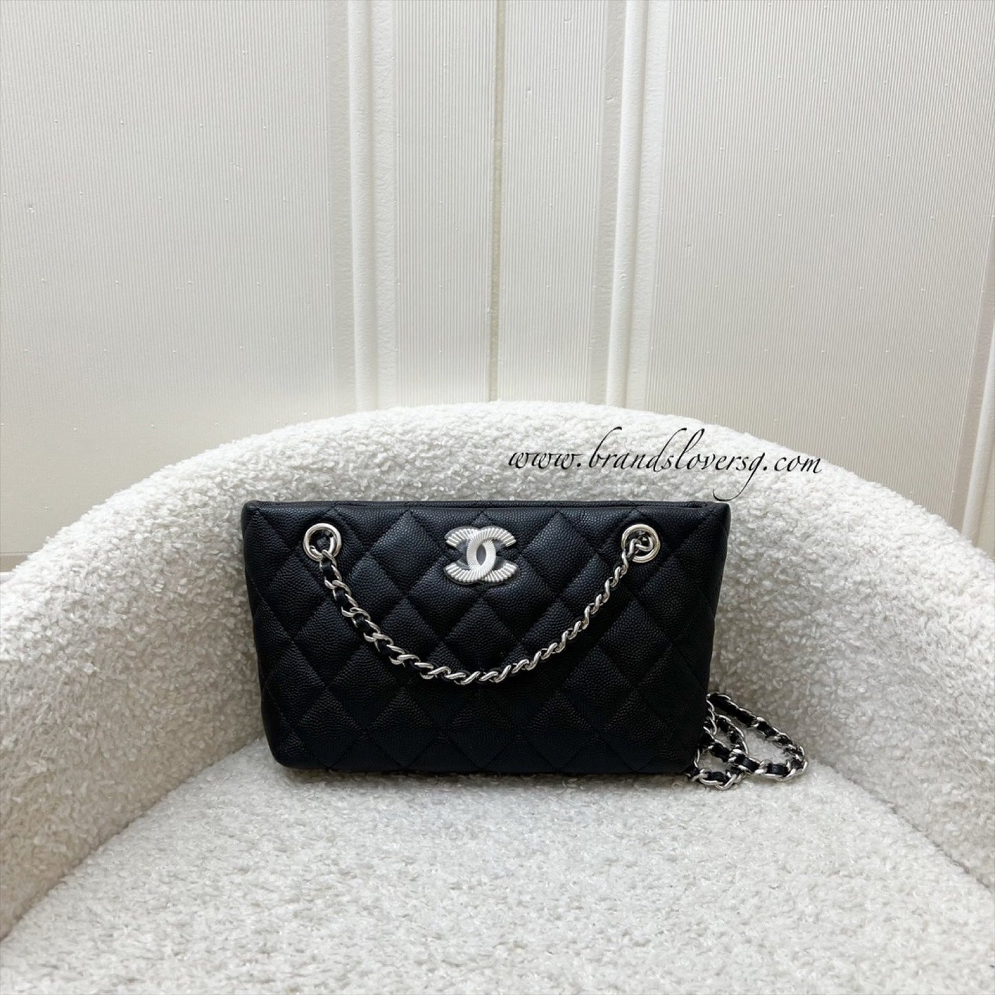 Chanel Mini Clutch with Chain in Black Caviar and SHW (Model: )