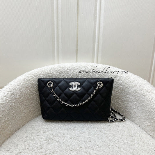 Chanel Mini Clutch with Chain in Black Caviar and SHW (Model: )