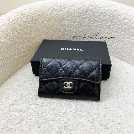 Chanel [Brand New - Aug 2025] Classic Snap Card Holder with Interior Zip Coin Compartment in Black Caviar and LGHW
